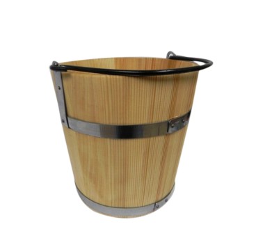 Fir Wood Bucket 15L with Metal Handle – Wooden World