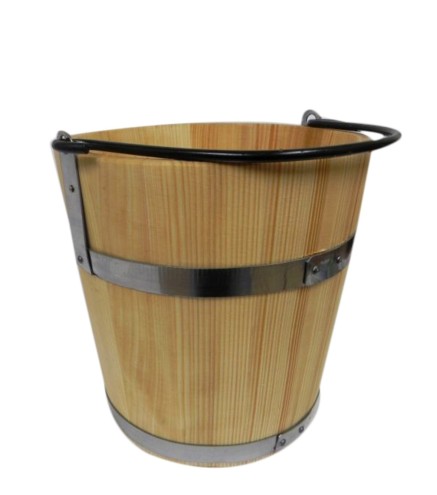 Fir Wood Bucket 15L with Metal Handle – Wooden World