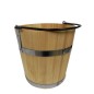 Fir Wood Bucket 15L with Metal Handle – Large Decorative and Functional Wooden Pail with Steel Bands
