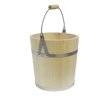 Premium Fir Wood Bucket 5L with Metal Handle – Wooden World