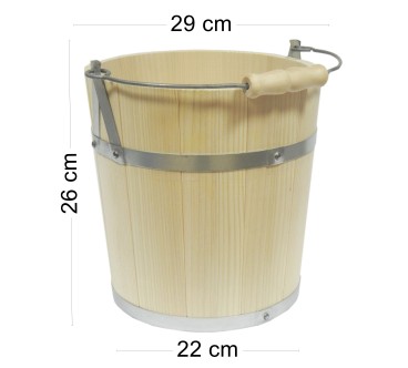 Premium Fir Wood Bucket 5L with Metal Handle and Wooden Grip – Decorative and Functional Wooden Pail
