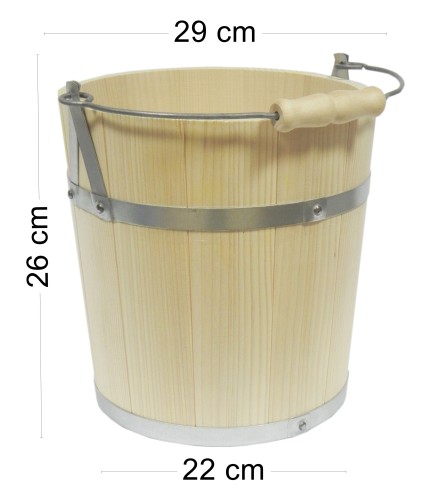 Premium Fir Wood Bucket 5L with Metal Handle and Wooden Grip – Decorative and Functional Wooden Pail