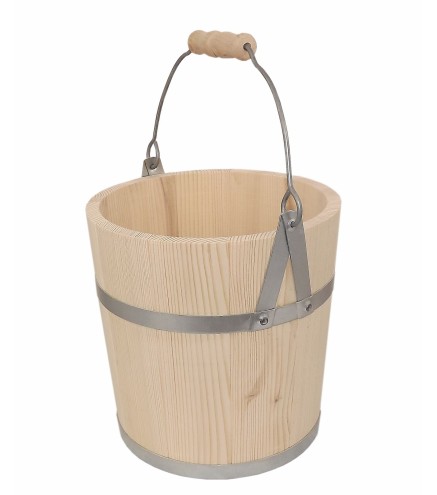 Premium Fir Wood Bucket 8L with Metal Handle – Wooden World