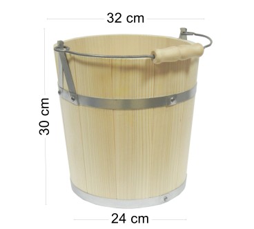 Premium Fir Wood Bucket 8L with Metal Handle and Wooden Grip – Decorative and Functional Wooden Pail