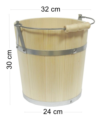 Premium Fir Wood Bucket 8L with Metal Handle and Wooden Grip – Decorative and Functional Wooden Pail