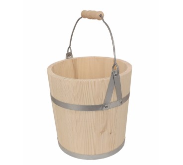 Premium Fir Wood Bucket 12L with Metal Handle – Wooden World