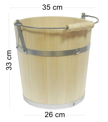 Premium Fir Wood Bucket 12L with Metal Handle and Wooden Grip – Large Decorative and Functional Wooden Pail