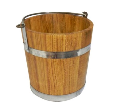 Oak Wooden Bucket 12 L – Durable Traditional Container with Metal Bands