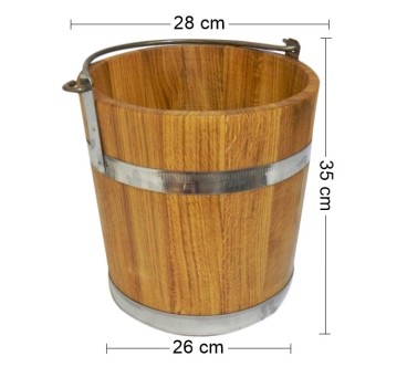Oak Wooden Bucket 12 L – Durable Traditional Container with Metal Bands