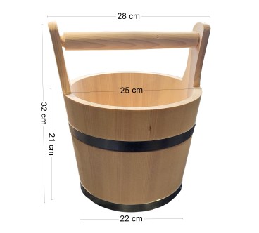 Wooden Bucket with Handle 7 L – Durable Rustic Container with Ergonomic Grip for Kitchen, Storage, Garden and Decoration