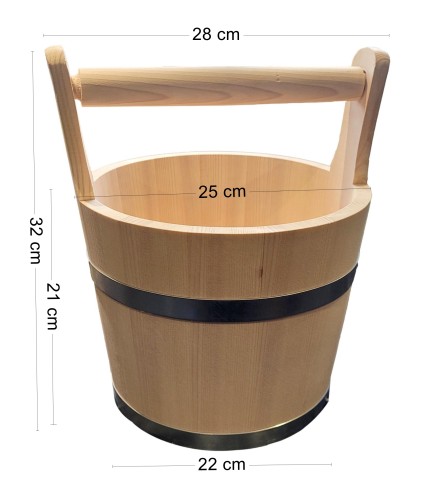 Wooden Bucket with Handle 7 L – Durable Rustic Container with Ergonomic Grip for Kitchen, Storage, Garden and Decoration