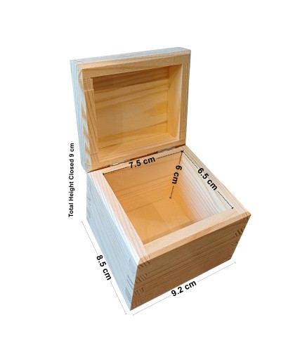Small Wooden Tea Box – 1 Compartment – Natural Pine – Handmade in UK – Smooth Raw Finish – Storage for Tea, Herbs
