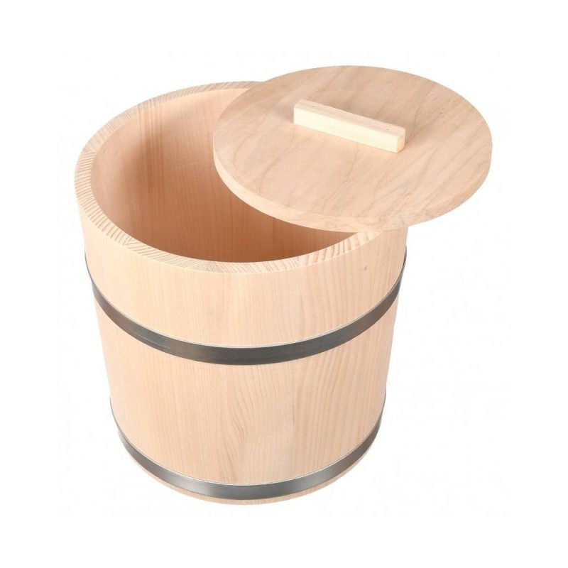 5L Wooden Fermentation Bucket with Pressing Lid – Natural Fir Barrel for Pickling, Sauerkraut, Storage and Decorative Use