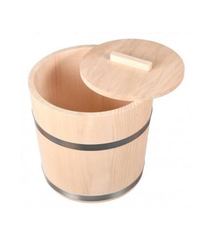 Wooden World 5L Wooden Fermentation Bucket – Natural Fir Barrel with 19.5 cm Pressing Lid