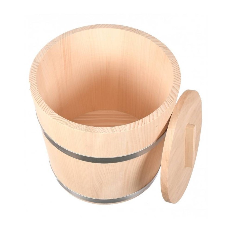 10L Wooden Fermentation Bucket with Lid – Natural Fir Wood Pickling Container for Sauerkraut and Kimchi