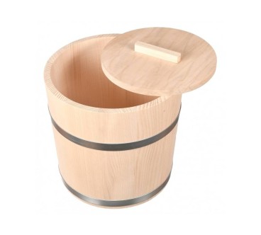 15L Wooden Fermentation Bucket with Lid and Pressing Disc – Natural Fir Wood Pickling Container for Sauerkraut and Kimchi