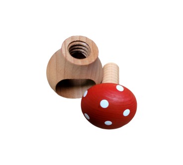 Wooden Nutcracker in Mushroom Shape – Beech Wood Nut Cracker, 11 cm x 7 cm, Red Decorative Toadstool, Autumn & Christmas Gift