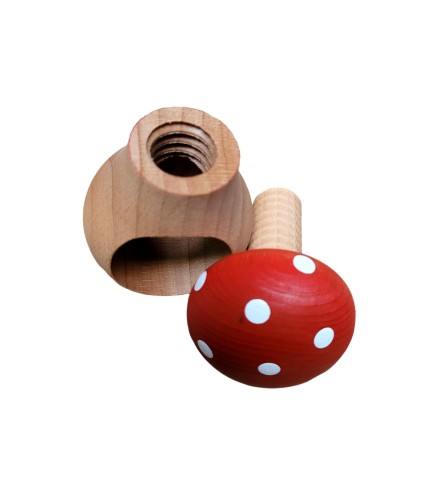Wooden Nutcracker in Mushroom Shape – Beech Wood Nut Cracker, 11 cm x 7 cm, Red Decorative Toadstool, Autumn & Christmas Gift