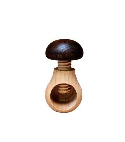 Wooden Nutcracker Mushroom Shape – Beech Wood 11x7 cm Dark Brown