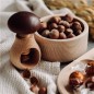 Wooden Nutcracker in Mushroom Shape – Beech Wood Nut Cracker 11 cm x 7 cm, Dark Brown Cap, Autumn & Christmas Decoration Gift