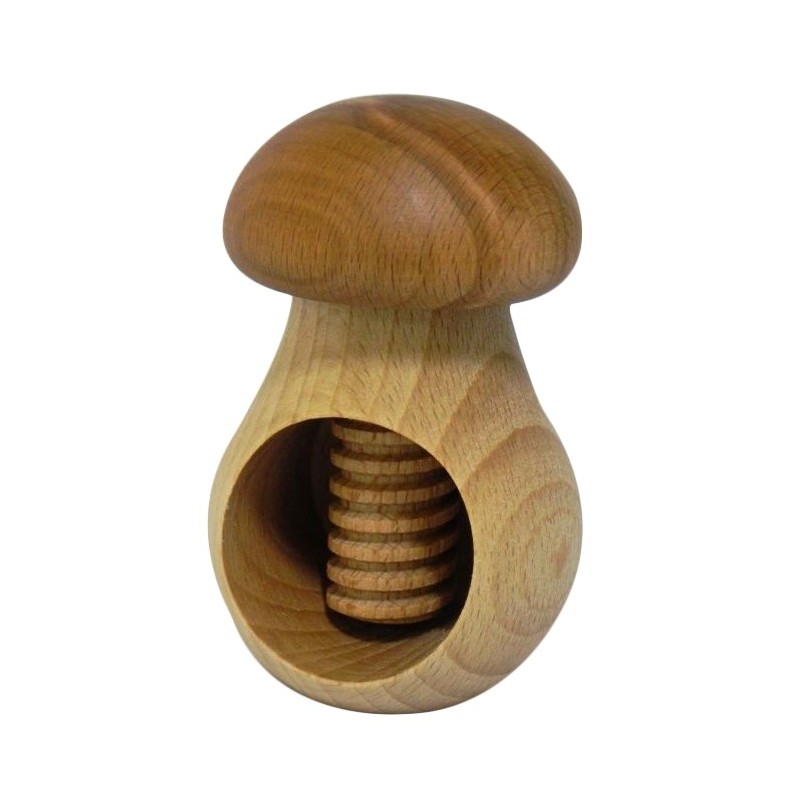 Wooden Nutcracker in Mushroom Shape – Beech Wood Nut Cracker 11 cm x 7 cm, Light Brown Cap, Autumn & Christmas Gift