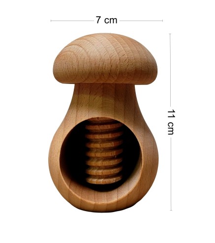 Wooden Nutcracker in Mushroom Shape – Beech Wood Nut Cracker 11 cm x 7 cm, Light Brown Cap, Autumn & Christmas Gift