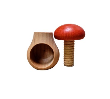 Wooden Nutcracker Mushroom Shape – Beech Wood 11x7 cm Red Cap