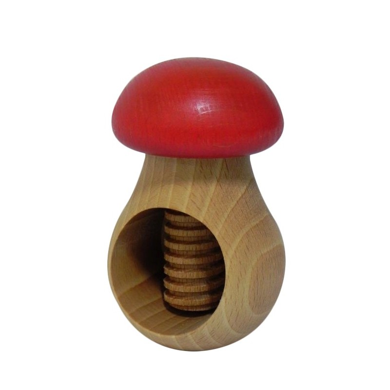 Wooden Nutcracker in Mushroom Shape – Beech Wood Nut Cracker 11 cm x 7 cm, Red Cap, Autumn & Christmas Gift