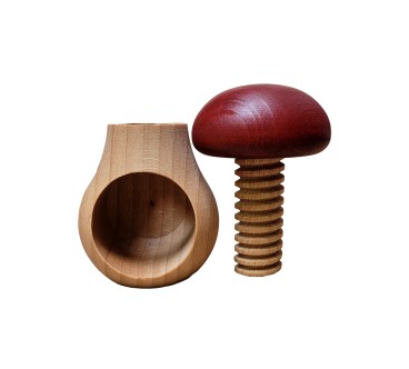 Wooden Nutcracker Mushroom Shape – Beech Wood 11x7 cm Claret