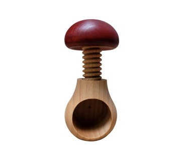 Wooden Nutcracker Mushroom Shape – Beech Wood 11x7 cm Claret