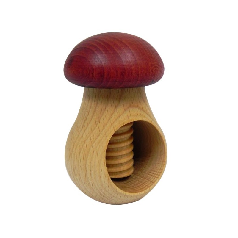 Wooden Nutcracker in Mushroom Shape – Beech Wood Nut Cracker 11 cm x 7 cm, Claret Cap, Autumn & Christmas Gift