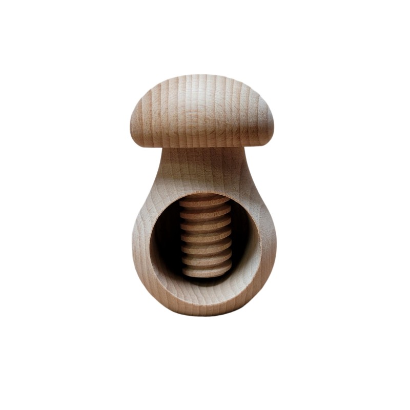 Wooden Nutcracker in Mushroom Shape – Natural Beech Wood Nut Cracker 11 cm x 7 cm, Raw Finish, Autumn & Christmas Gift
