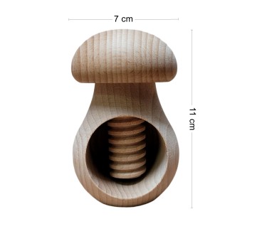 Wooden Nutcracker in Mushroom Shape – Natural Beech Wood Nut Cracker 11 cm x 7 cm, Raw Finish, Autumn & Christmas Gift