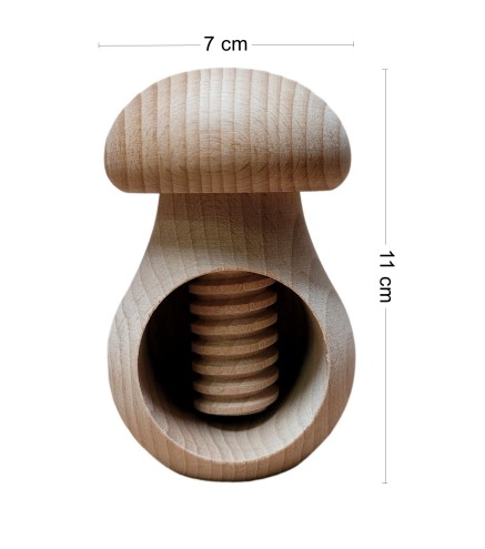 Wooden Nutcracker in Mushroom Shape – Natural Beech Wood Nut Cracker 11 cm x 7 cm, Raw Finish, Autumn & Christmas Gift