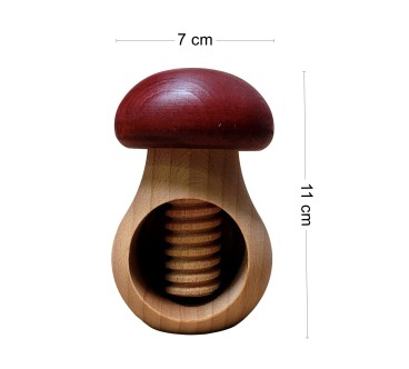 Set of 2 Wooden Nutcrackers in Mushroom Shape – Beech Wood 11 cm x 7 cm, Claret Cap, Autumn & Christmas Gift