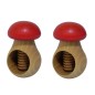 Set of 2 Wooden Nutcrackers in Mushroom Shape – Beech Wood 11 cm x 7 cm, Red Cap, Autumn & Christmas Gift