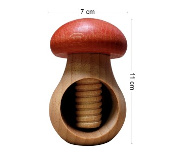 Set of 2 Wooden Nutcrackers in Mushroom Shape – Beech Wood 11 cm x 7 cm, Red Cap, Autumn & Christmas Gift