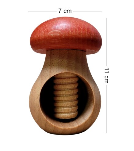 Set of 2 Wooden Nutcrackers in Mushroom Shape – Beech Wood 11 cm x 7 cm, Red Cap, Autumn & Christmas Gift
