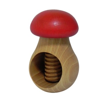 Set of 2 Wooden Nutcrackers in Mushroom Shape – Beech Wood 11 cm x 7 cm, Red & Brown Caps, Autumn & Christmas Gift