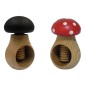 Set of 2 Wooden Nutcrackers in Mushroom Shape – Beech Wood 11 cm x 7 cm, Toadstool & Brown Cap, Autumn & Christmas Gift