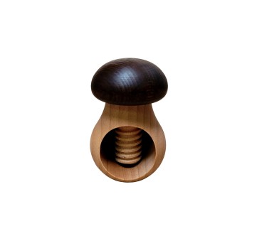 Set of 2 Wooden Nutcrackers Mushroom Shape – Beech Wood 11x7 cm Dark Brown