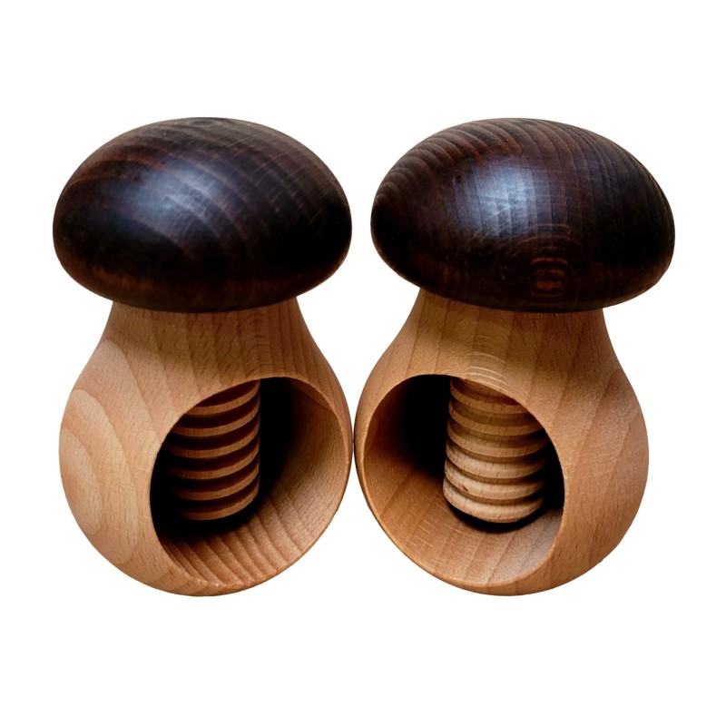 Set of 2 Wooden Nutcrackers in Mushroom Shape – Beech Wood 11 cm x 7 cm, Dark Brown Caps, Autumn & Christmas Gift Set of 2 Wooden Nutcrackers in Mushroom Shape – Beech Wood 11 cm x 7 cm, Dark Brown Caps, Autumn & Christmas Gift