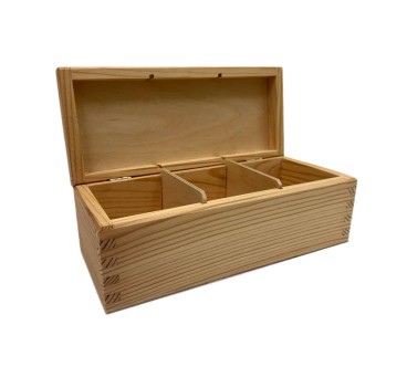 Wooden Tea Box – 3 Compartments – Handmade in UK