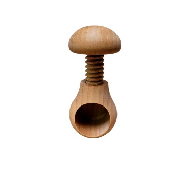 Set of 2 Wooden Nutcrackers Mushroom Shape – Beech Wood 11x7 cm Light Brown