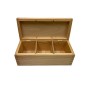 Wooden Tea Box – 3 Compartments – Natural Pine – Handmade in UK – Smooth Raw Finish – Storage for Tea, Herbs