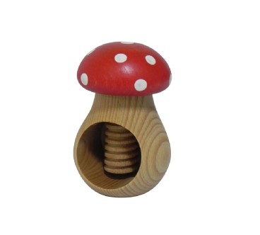 Set of 2 Wooden Nutcrackers Mushroom Shape – Beech Wood 11x7 cm Toadstool Design