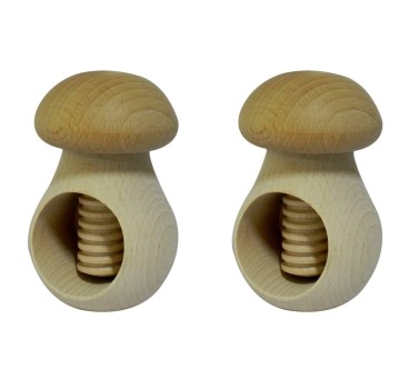 Set of 2 Wooden Nutcrackers Mushroom Shape – Beech Wood 11x7 cm Raw for Crafting