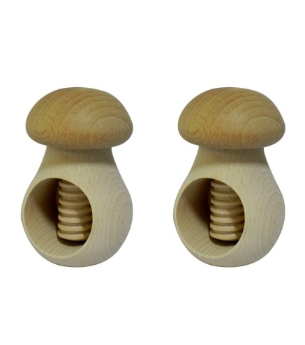 Set of 2 Wooden Nutcrackers Mushroom Shape – Beech Wood 11x7 cm Raw for Crafting