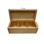 Wooden Tea Box – 3 Compartments – Natural Pine – Handmade in UK – Smooth Raw Finish – Storage for Tea, Herbs