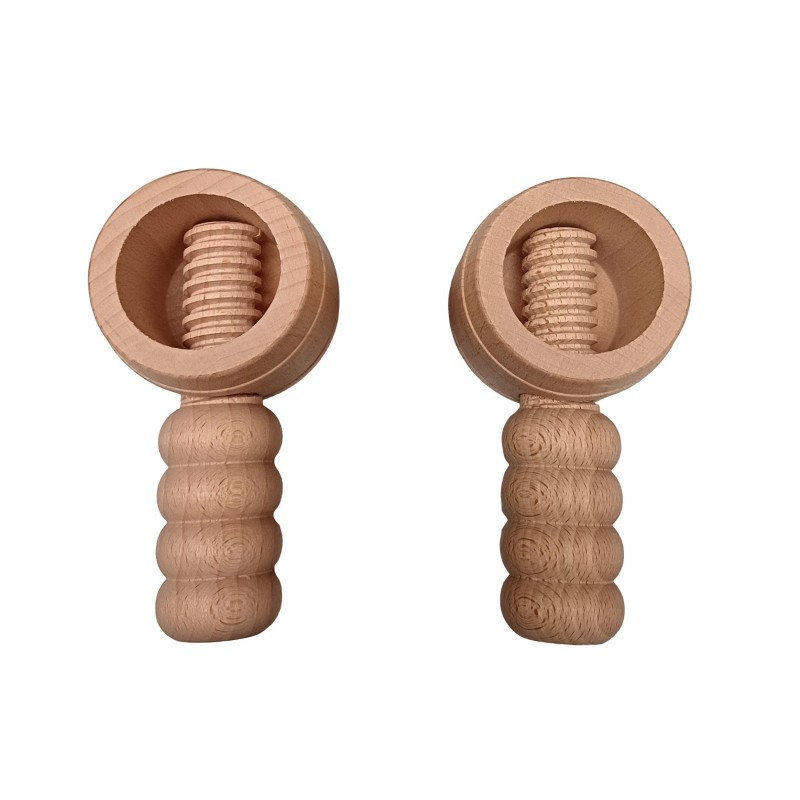 Set of 2 Barrel-Shaped Wooden Nutcrackers – Raw Beech for Crafting & Decoupage